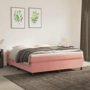 vidaXL Ramsäng med madrass rosa 180x200 cm sammet