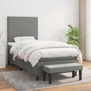 vidaXL Ramsäng med madrass mörkgrå 90x190 cm tyg