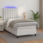 vidaXL Ramsäng med madrass & LED vit 80x200 cm konstläder