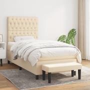 vidaXL Ramsäng med madrass gräddvit 90x190 cm tyg