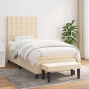 vidaXL Ramsäng med madrass gräddvit 90x190 cm tyg