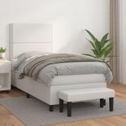 vidaXL Ramsäng med madrass vit 100x200 cm konstläder