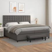 vidaXL Ramsäng med madrass grå 200x200 cm konstläder