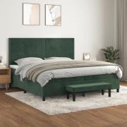 vidaXL Ramsäng med madrass mörkgrön 200x200 cm sammet