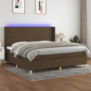 vidaXL Ramsäng med madrass & LED mörkbrun 200x200 cm tyg
