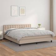vidaXL Ramsäng med bäddmadrass cappuccino 160x200 cm konstläder