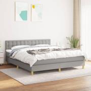 vidaXL Ramsäng med madrass ljusgrå 160x200 cm tyg