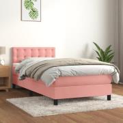 vidaXL Ramsäng med madrass rosa 90x190 cm sammet