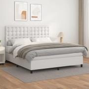 vidaXL Ramsäng med madrass vit 180x200 cm konstläder