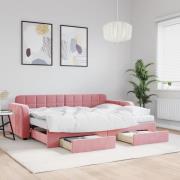 vidaXL Dagbädd utdragbar med lådor rosa 80x200 cm sammet