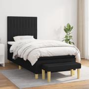 vidaXL Ramsäng med madrass svart 90x200 cm tyg
