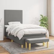 vidaXL Ramsäng med madrass mörkgrå 90x190 cm tyg
