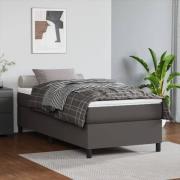 vidaXL Ramsäng med madrass grå 100x200 cm konstläder