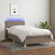 vidaXL Ramsäng med madrass & LED taupe 90x200 cm tyg