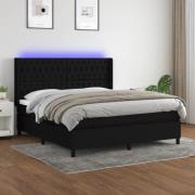 vidaXL Ramsäng med madrass & LED svart 180x200 cm tyg
