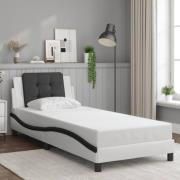 vidaXL Sängram med huvudgavel vit och svart 100x200 cm konstläder