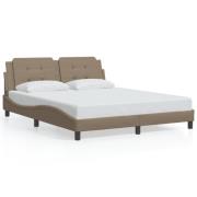 vidaXL Sängram med huvudgavel cappuccino 160x200 cm konstläder