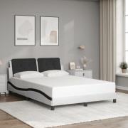vidaXL Sängram med huvudgavel vit och svart 120x200 cm konstläder