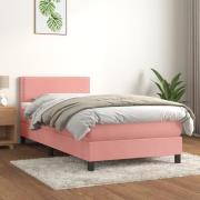 vidaXL Ramsäng med madrass rosa 100x200 cm sammet