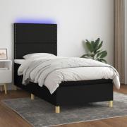 vidaXL Ramsäng med madrass & LED svart 80x200 cm tyg