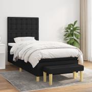 vidaXL Ramsäng med madrass svart 80x200 cm tyg
