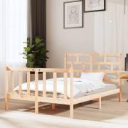 vidaXL Sängram massiv furu 135x190 cm