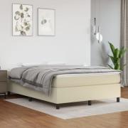 vidaXL Ramsäng med bäddmadrass gräddvit 140x190 cm konstläder