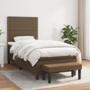 vidaXL Ramsäng med madrass mörkbrun 90x190 cm tyg