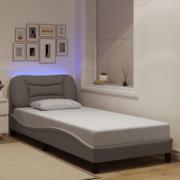 vidaXL Sängram med LED utan madrass Taupe 90x190 cm tyg