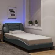 vidaXL Sängram med LED utan madrass ljusgrå 90x190 cm tyg