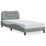 vidaXL Sängram med LED utan madrass ljusgrå 90x200 cm tyg