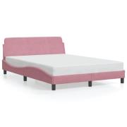 vidaXL Sängram med huvudgavel utan madrass rosa 140x190 cm sammet