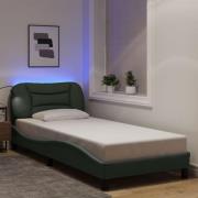 vidaXL Sängram med LED utan madrass mörkgrå 90x200 cm tyg