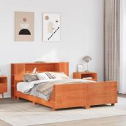 vidaXL Sängram utan madrass vaxbrun 140x200 cm massiv furu