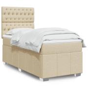 vidaXL Ramsäng med madrass gräddvit 90x190 cm tyg