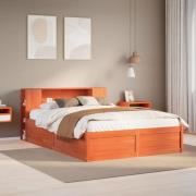 vidaXL Sängram utan madrass vaxbrun 120x200 cm massiv furu