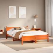 vidaXL Sängram utan madrass vaxbrun 120x200 cm massiv furu