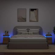 vidaXL Sängbord med LED 2 st ek 35x39x55 cm konstruerat trä