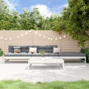 vidaXL Loungegrupp för trädgården 4 delar vit massiv furu