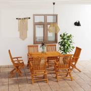 vidaXL Matgrupp för trädgården 7 delar massivt teakträ