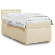 vidaXL Ramsäng med madrass gräddvit 90x190 cm tyg