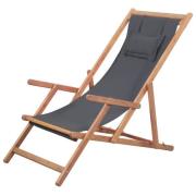 vidaXL Hopfällbar strandstol tyg och träram grå