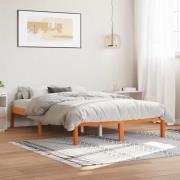 vidaXL Sängram utan madrass vaxbrun 140x200 cm massiv furu