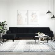 vidaXL L-formad bäddsoffa svart 260x140x70 cm sammet
