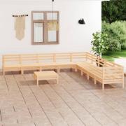 vidaXL Loungegrupp för trädgården 10 delar massiv furu