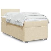 vidaXL Ramsäng med madrass gräddvit 90x190 cm tyg
