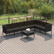 vidaXL Loungegrupp med dynor 8 delar konstrotting svart