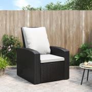 vidaXL Reclinerstol för trädgården med dynor svart konstrotting