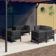 vidaXL Loungegrupp med antracit dynor 8 delar massiv furu