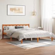 vidaXL Sängram utan madrass vaxbrun 160x200 cm massiv furu